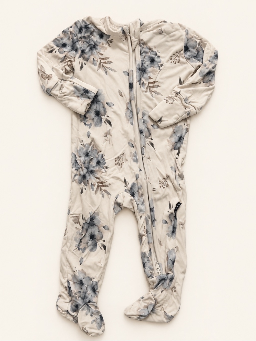 Belan J Floral Zip-Front Footed Baby One-Piece